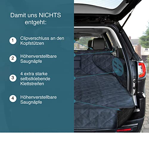 smartpeas Funda para Perros - Funda para Maletero de Coche Universal - protección Evita Humedad Suciedad pelos - Material Antideslizante - Funda Resistente con Lateral 185x105x36 cm
