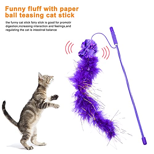 Smatime 2 PCS Juguete Pluma de Gato, Juguete Interactivo para Gatos y Gatitos, Juguetes Gatos de Interior y Exterior, Juguete del Gato Varita Utilizado para Mejora la Inteligencia/Reactividad