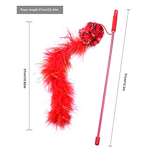 Smatime 2 PCS Juguete Pluma de Gato, Juguete Interactivo para Gatos y Gatitos, Juguetes Gatos de Interior y Exterior, Juguete del Gato Varita Utilizado para Mejora la Inteligencia/Reactividad