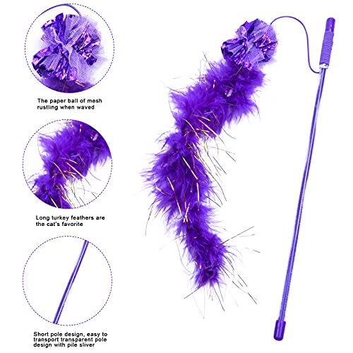 Smatime 2 PCS Juguete Pluma de Gato, Juguete Interactivo para Gatos y Gatitos, Juguetes Gatos de Interior y Exterior, Juguete del Gato Varita Utilizado para Mejora la Inteligencia/Reactividad