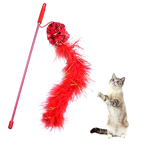 Smatime 2 PCS Juguete Pluma de Gato, Juguete Interactivo para Gatos y Gatitos, Juguetes Gatos de Interior y Exterior, Juguete del Gato Varita Utilizado para Mejora la Inteligencia/Reactividad