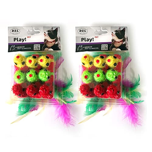 SMELL & SMILE Juguetes para Gatos Juguetes para Gatos Ratones de Juguete para Gatos Colas de Plumas (18PC)