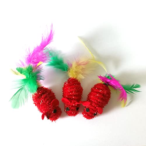 SMELL & SMILE Juguetes para Gatos Juguetes para Gatos Ratones de Juguete para Gatos Colas de Plumas (18PC)