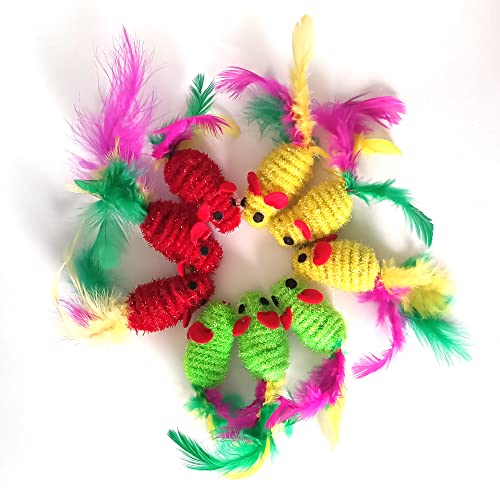 SMELL & SMILE Juguetes para Gatos Juguetes para Gatos Ratones de Juguete para Gatos Colas de Plumas (18PC)