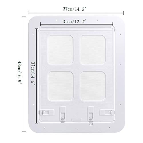 Smilelove Puerta para Perros Gatera Mosquitera, Puerta para Gato, Trampilla para Mascotas con Bloqueo de 4 Direcciones, Mosquitera para Perros Pequeños (Tamaño Exterior: 37 * 43 cm) (Blanco L)