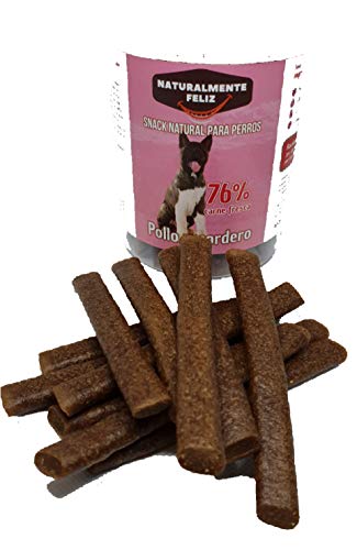 Snack 100% Natural de Pollo, Cordero y arroz - 76% Carne Fresca 300 gr (1X12 Unidades)