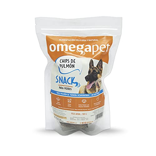 Snack Natural para Perro - Chips de Pulmon (Pack 6 Bolsas de 100g) - chuches para Perro - premios para Perros - golosinas para Perros