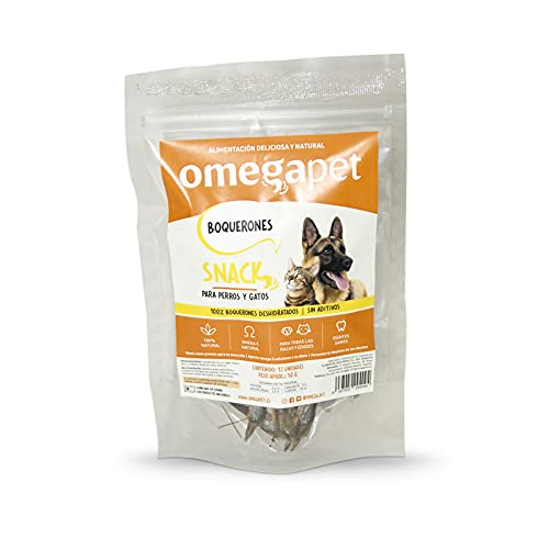 Snack Natural para Perro y Gato - Boquerones deshidratados (Pack 6 Bolsas de 50g) - chuches para Perro - premios para Perros - golosinas para Perros