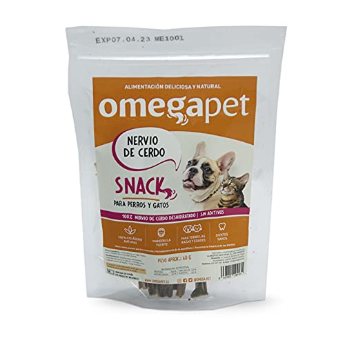 Snack Natural para Perro y Gato - Nervios de Cerdo (Pack 6 Bolsas de 60g) - chuches para Perro - premios para Perros - golosinas para Perros
