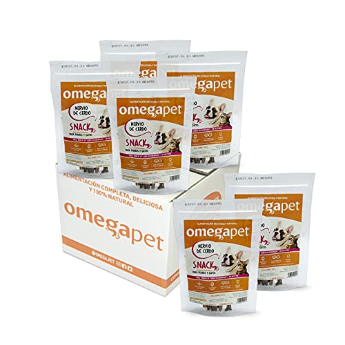 Snack Natural para Perro y Gato - Nervios de Cerdo (Pack 6 Bolsas de 60g) - chuches para Perro - premios para Perros - golosinas para Perros