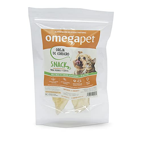 Snack Natural para Perro y Gato - Orejas de Cordero (Pack 6 Bolsas de 4 Unidades) - chuches para Perro - premios para Perros - golosinas para Perros