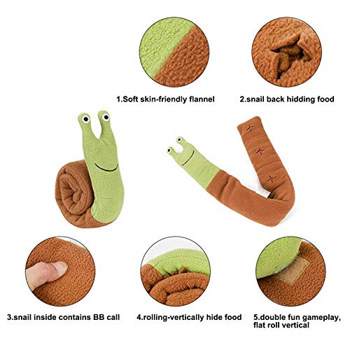 Snail Pet Toy Snuffle Feeding Mat - Peluche de caracol para animales domésticos, dispensador de dulces para perros con forma de caracol