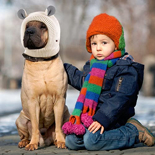 Sombreros de punto para perro, orejas silenciosas, protección contra el ruido, orejeras de perro, disfraz de conejito para perros medianos a grandes, gatos y mascotas (beige)