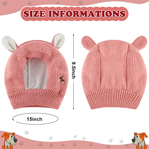 Sombreros de punto para perro, orejas silenciosas, protección contra el ruido, orejeras de perro, disfraz de conejito para perros medianos a grandes, gatos y mascotas (rosa)
