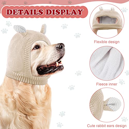 Sombreros de punto para perro, orejas silenciosas, protección contra el ruido, orejeras de perro, disfraz de conejito para perros medianos a grandes, gatos y mascotas (beige)