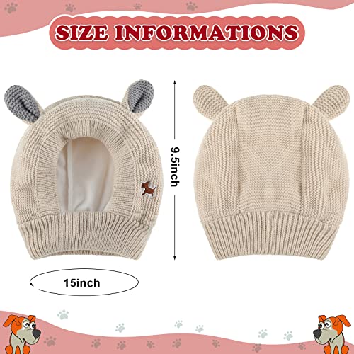 Sombreros de punto para perro, orejas silenciosas, protección contra el ruido, orejeras de perro, disfraz de conejito para perros medianos a grandes, gatos y mascotas (beige)