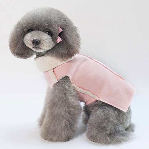 Sonoaud Chaqueta de Collar de Solapa de Felpa de Invierno Abrigo de Tela con Cremallera de Costura Perro Mascota Rosa S