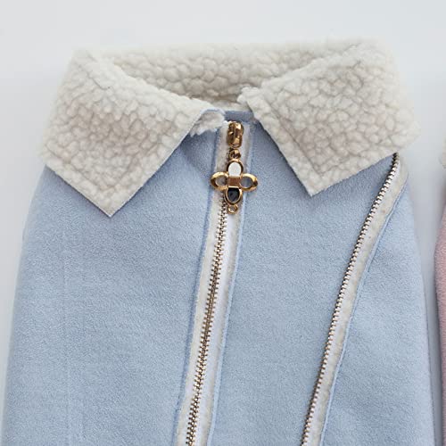 Sonoaud Chaqueta de Collar de Solapa de Felpa de Invierno Abrigo de Tela con Cremallera de Costura Perro Mascota Rosa S