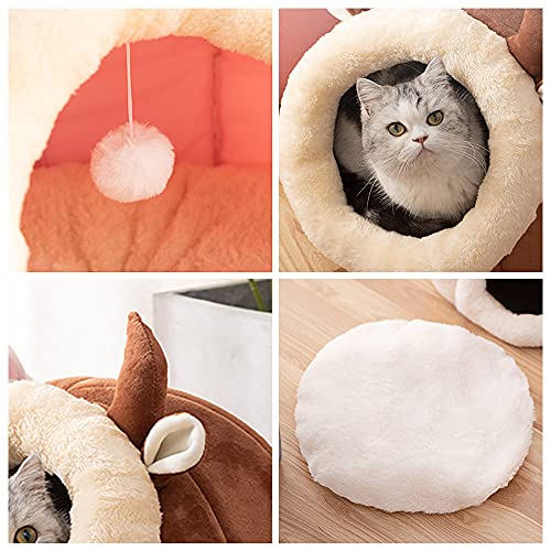 Souarts - Cama para gato, cama para perro, caseta, gato, casa de gato, bonita cama de perro, nido de cachorro, gato, cojín para cama (gris, 37 x 39 x 30 cm)
