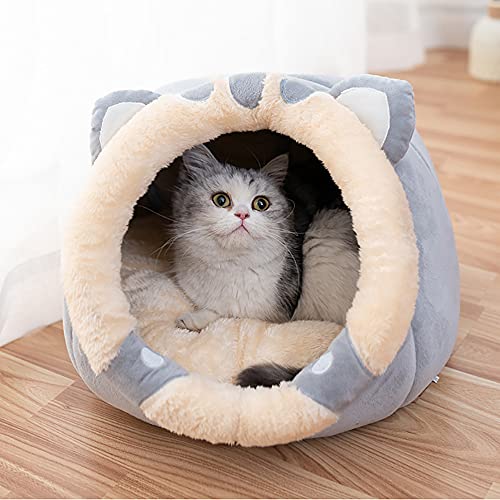 Souarts - Cama para gato, cama para perro, caseta, gato, casa de gato, bonita cama de perro, nido de cachorro, gato, cojín para cama (gris, 37 x 39 x 30 cm)