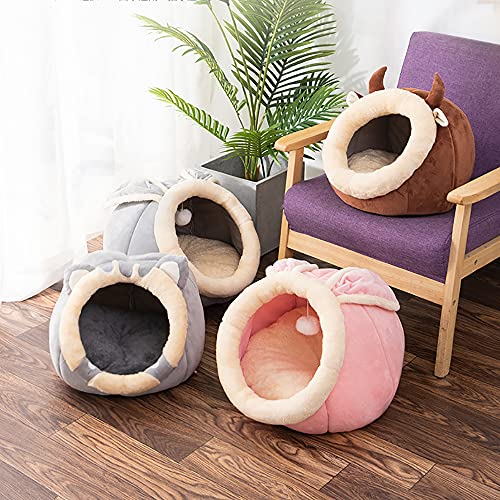 Souarts - Cama para gato, cama para perro, caseta, gato, casa de gato, bonita cama de perro, nido de cachorro, gato, cojín para cama (gris, 37 x 39 x 30 cm)
