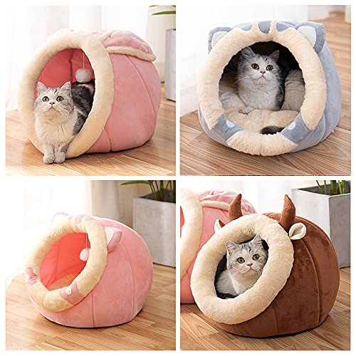 Souarts - Cama para gato, cama para perro, caseta, gato, casa de gato, bonita cama de perro, nido de cachorro, gato, cojín para cama (gris, 37 x 39 x 30 cm)