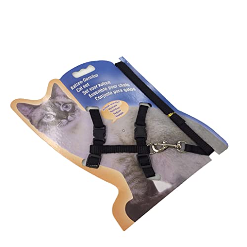 SouiWuzi Cat Harness Kitten Correa Arnés Nylon Correa Cinturón Ajustable Gato Arnés Juego de Plomo Negro, Cat Arnés, Accesorios para el hogar
