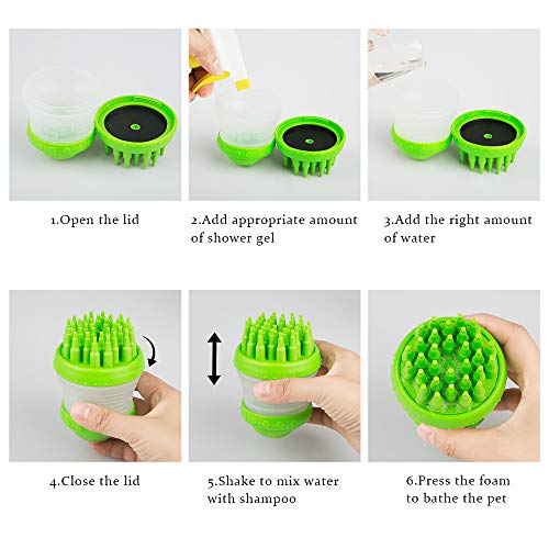 Spazzola per massaggi per cani e gatti YuCool,spazzola per rimuovere i peli con schermo di cattura e dispenser di shampoo,setole in silicone per capelli lunghi e corti,colore verde