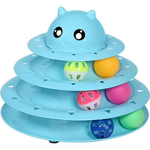 Speedy Pantera Gato Juguete Rodillo Gato Juguetes 3 Nivel Torres Pistas Rodillo con seis Colorido Bola Interactiva Gatito Diversión Mental Ejercicio Físico Puzzle Juguetes
