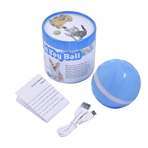 sprwater Bola Malvada Pelota de Salto de Juguete para Perros y Gatos Bola de Juguetes interactiva eléctrica USB para Mascotas Bola de Juguete con Flash LED Rolling Toy opportune