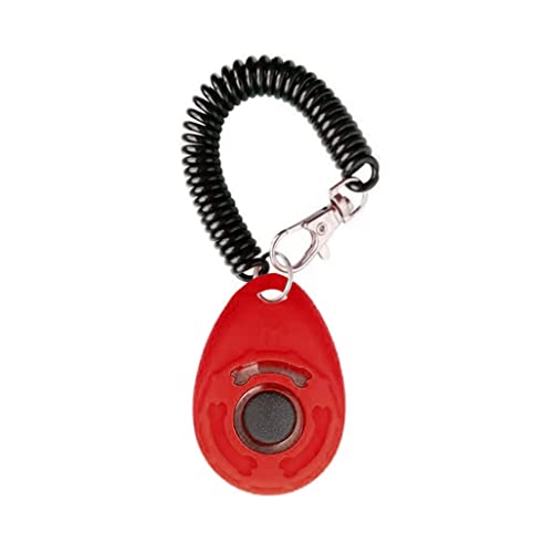 Sraeriot Clicker Clicker Pet Entrenamiento de Mascotas Herramienta de Entrenamiento de Comportamiento de Sonido con Correa de muñeca para Perro Gato Caballo Rojo, Mascota clicker