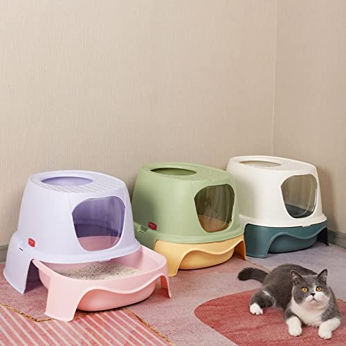 SSMDYLYM Cajón Tipo Gatos Caja de Basura Big Space Totalmente Cerrado Cats Caja de Arena Top Entrada Splash Prueba A Prueba de Mascotas Productos (Color : A)