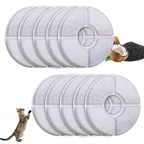 Starlike Cat Fountain Filtersfiltro De Fuente Cat, Elemento De Filtro De CarbóN Activado De Resina De Intercambio IóNico, Filtro De Repuesto，Carbon Cat Fountain Filter（10pack）