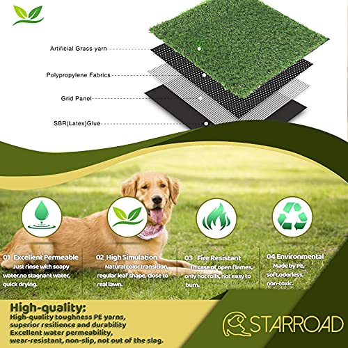 STARROAD-TIM - Alfombra de césped artificial para perros para interiores y exteriores, para ir al baño, zona de entrenamiento, patio y césped (129,8 x 80,8 cm)