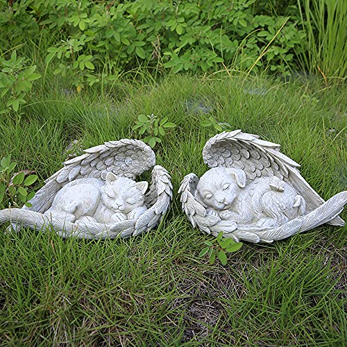 StMiYi Piedras conmemorativas para Perros Gato,Estatua de ángel de Resina para Perro Mascota Perro Piedra tumbada Ángel al Aire Libre Jardín Ornamentos Animal, pérdida de Perro o Gato