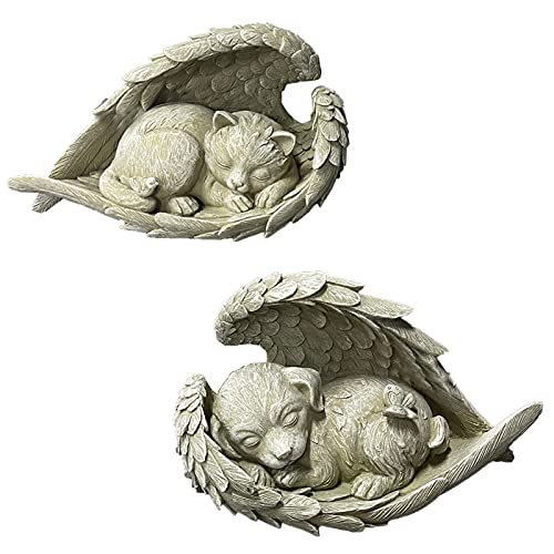 StMiYi Piedras conmemorativas para Perros Gato,Estatua de ángel de Resina para Perro Mascota Perro Piedra tumbada Ángel al Aire Libre Jardín Ornamentos Animal, pérdida de Perro o Gato