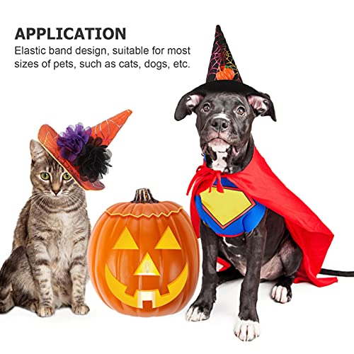 STOBOK 2 Piezas Halloween Gato Mascota Mago Disfraz Araña Web Impresa Bruja Sombrero Mascotas Disfraz Ropa para Gatito para Halloween Cosplay Fiesta