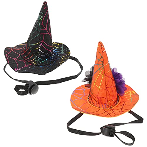 STOBOK 2 Piezas Halloween Gato Mascota Mago Disfraz Araña Web Impresa Bruja Sombrero Mascotas Disfraz Ropa para Gatito para Halloween Cosplay Fiesta