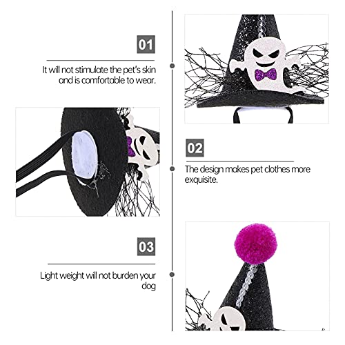 STOBOK Halloween Mascota Bruja Sombrero Perro Bruja Cono Sombrero Gato Mascota Mago Disfraz Gato Disfraces de Halloween Mascota Halloween Fiesta Suministros