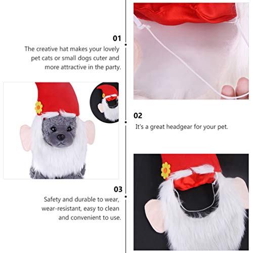 STOBOK Navidad Mascota Sombrero de Santa Perro Gato Sombrero de Navidad con Barba de Santa Bigote Disfraz de Mascota de Vacaciones Suministros de Vestir