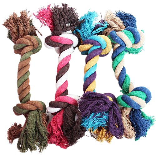 strimusimak Pet Supplies Puppy Dog Cotton Braided Bone Rope Clean Molar Chew Knot Play Toy