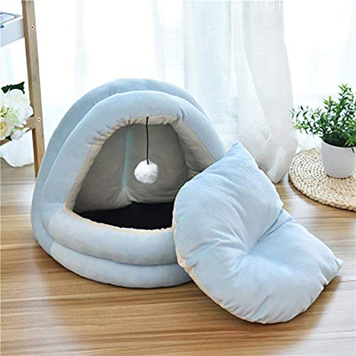 Suave terciopelo gato iglú cama cueva mascota para gatos/gatito/perros pequeños cómodo azul marino 44x38x38cm