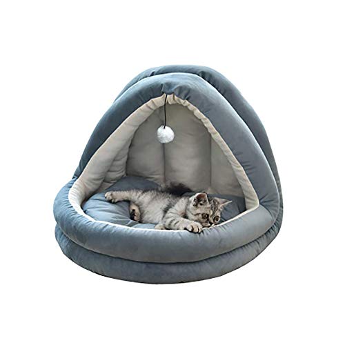 Suave terciopelo gato iglú cama cueva mascota para gatos/gatito/perros pequeños cómodo azul marino 44x38x38cm