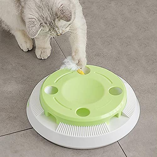 Suhaco Juguetes para Gatos Juguetes Electrónicos Automáticos para Gatos con Pluma Giratoria Aleatoria para Gatos