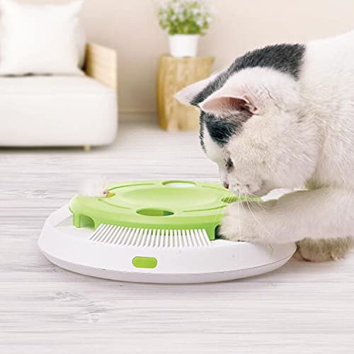 Suhaco Juguetes para Gatos Juguetes Electrónicos Automáticos para Gatos con Pluma Giratoria Aleatoria para Gatos