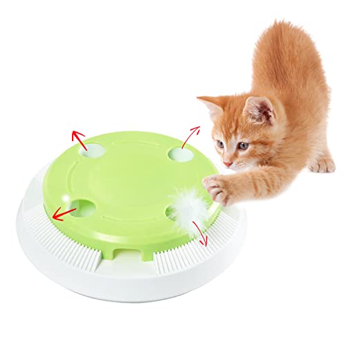 Suhaco Juguetes para Gatos Juguetes Electrónicos Automáticos para Gatos con Pluma Giratoria Aleatoria para Gatos