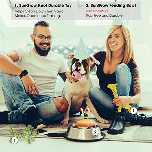 SunGrow Juguetes Para Perros Con Nudo De Cuerda De Algodón, 10x6 Pulgadas, Juguete Para Masticar Para El Cuidado Dental, Juguete Para Cuerda Boredom Buster, Lavable Y Resistente, 2 Piezas
