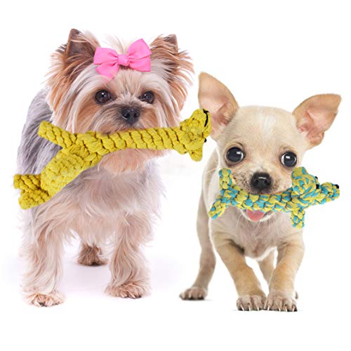 SunGrow Juguetes Para Perros Con Nudo De Cuerda De Algodón, 10x6 Pulgadas, Juguete Para Masticar Para El Cuidado Dental, Juguete Para Cuerda Boredom Buster, Lavable Y Resistente, 2 Piezas