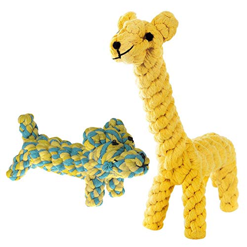 SunGrow Juguetes Para Perros Con Nudo De Cuerda De Algodón, 10x6 Pulgadas, Juguete Para Masticar Para El Cuidado Dental, Juguete Para Cuerda Boredom Buster, Lavable Y Resistente, 2 Piezas