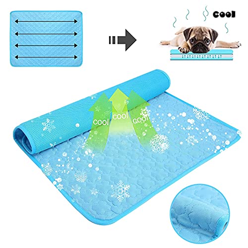 Sunshine smile Esterilla de Refrigeración para Perros,100*70 cm Pet Cooling Mat,Esterilla para Perros Refrigerante,Esterilla Refrigerante Perros,Alfombra Refrescante para Perros,Cama Refrescante Perro